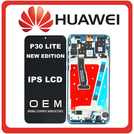 HQ OEM Συμβατό Για Huawei P30 Lite New Edition 2020(Marie-L21BX, MAR-LX2B, HWV33) IPS LCD Display Screen Assembly Οθόνη + Touch Screen Digitizer Μηχανισμός Αφής + Frame Bezel Πλαίσιο Σασί Peacock Blue Μπλε (Grade AAA+++)