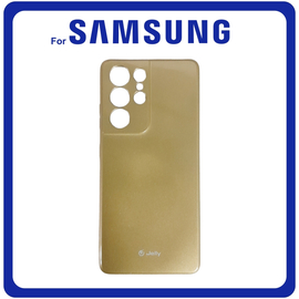 Jelly Θήκη Πλάτης - Back Cover, Silicone Σιλικόνη TPU Gold Χρυσό For Samsung S21 Ultra 5G