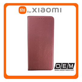 Θήκη Book Magnetic Leather Δερματίνη Burgundy Μπορντό For Xiaomi Redmi Note 11 Pro 4G/5G
