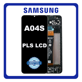 Γνήσια Original Samsung Galaxy A04S (SM-A047F, SM-A047F/DS) PLS LCD Display Screen Assembly Οθόνη + Touch Screen Digitizer Μηχανισμός Αφής + Frame Bezel Πλαίσιο Σασί  Black Μαύρο GH82-29805A GH82-29806A (Service Pack By Samsung)