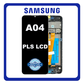 Γνήσια Original Samsung Galaxy A04 (SM-A045F, SM-A045F/DS) PLS LCD Display Screen Assembly Οθόνη + Touch Screen Digitizer Μηχανισμός Αφής + Frame Bezel Πλαίσιο Σασί Black Μαύρο GH81-22731A (Service Pack By Samsung)