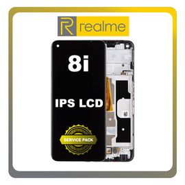 Γνήσια Original Realme 8i (RMX3151) IPS LCD Display Screen Assembly Οθόνη + Touch Screen Digitizer Μηχανισμός Αφής + Frame Bezel Πλαίσιο Σασί Black Μαύρο (Service Pack By Realme)