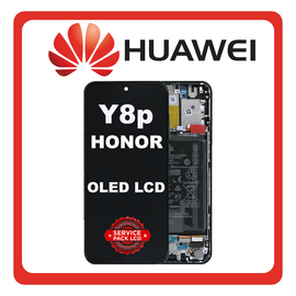Γνήσια Original Huawei Y8p (AQM-LX1), P Smart S, OLED LCD Display Screen Assembly Οθόνη + Touch Screen Digitizer Μηχανισμός Αφής + Frame Bezel Πλαίσιο Σασί + Battery Μπαταρία Midnight Black Μαύρο 02353PNT (Service Pack By Huawei)