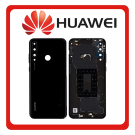 HQ OEM Συμβατό Για Huawei Y6p (MED-LX9, MED-LX9N) Rear Back Battery Cover Πίσω Κάλυμμα Καπάκι Πλάτη Μπαταρίας + Camera Lens Τζαμάκι Κάμερας Midnight Black Μαύρο (Grade AAA+++)