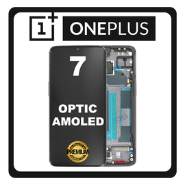 HQ OEM Συμβατό Για Oneplus 7, OnePlus7 (GM1901, GM1900, GM1905, GM1903) Optic AMOLED LCD Display Screen Assembly Οθόνη + Touch Screen Digitizer Μηχανισμός Αφής + Frame Bezel Πλαίσιο Σασί Mirror Gray Μαύρο (Grade AAA+++)