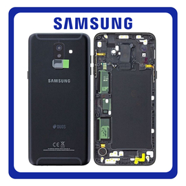HQ OEM Συμβατό Για Samsung Galaxy A6 (2018) (SM-A600F, SM-A600FN) Rear Back Battery Cover Πίσω Κάλυμμα Καπάκι Πλάτη Μπαταρίας + Camera Lens Τζαμάκι Κάμερας Black Μαύρο (Grade AAA+++)