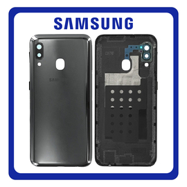 HQ OEM Συμβατό Για Samsung Galaxy A20e (SM-A202F, SM-A202K) Rear Back Battery Cover Πίσω Κάλυμμα Καπάκι Πλάτη Μπαταρίας + Camera Lens Τζαμάκι Κάμερας Black Μαύρο (Grade AAA+++)