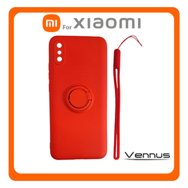 Vennus Θήκη Πλάτης - Back Cover, Silicone Σιλικόνη Ring Lens TPU Red Κόκκινο For Xiaomi Redmi 9A