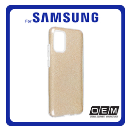 Θήκη Πλάτης - Back Cover, Silicone Σιλικόνη Glitter Gold Χρυσό For Samsung A02S
