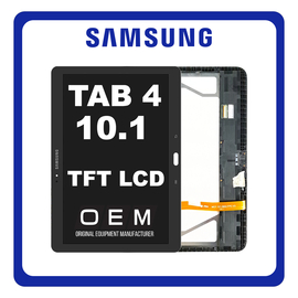 HQ OEM Συμβατό Για Samsung Galaxy Tab 4 10.1 (SM-T530) TFT LCD Display Screen Assembly Οθόνη + Touch Screen Digitizer Μηχανισμός Αφής + Frame Bezel Πλαίσιο Σασί Black Μαύρο (Grade AAA+++)