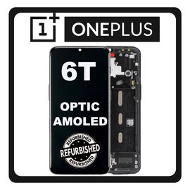 New Refurbished OnePlus 6T (A6010, A6013) Optic AMOLED LCD Display Screen Assembly Οθόνη + Touch Screen Digitizer Μηχανισμός Αφής + Frame Bezel Πλαίσιο Σασί Midnight Black Μαύρο