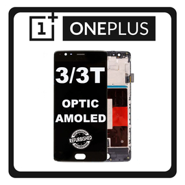 New Refurbished OnePlus 3 (A3003, A3000, SM-A3000), OnePlus 3T (A3010, A3003) Optic AMOLED LCD Display Screen Assembly Οθόνη + Touch Screen Digitizer Μηχανισμός Αφής + Frame Bezel Πλαίσιο Σασί Midnight Black Μαύρο
