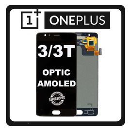 New Refurbished OnePlus 3 (A3003, A3000, SM-A3000), OnePlus 3T (A3010, A3003) Optic AMOLED LCD Display Screen Assembly Οθόνη + Touch Screen Digitizer Μηχανισμός Αφής Midnight Black Μαύρο
