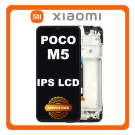 Γνήσια Original Xiaomi Poco M5 (22071219CG) IPS LCD Display Screen Assembly Οθόνη + Touch Screen Digitizer Μηχανισμός Αφής + Frame Bezel Πλαίσιο Σασί Black Μαύρο 560001L19C00 (Service Pack By Xiaomi)