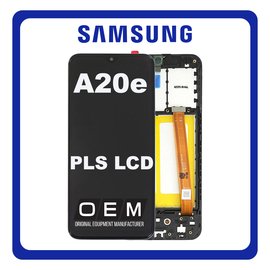 HQ OEM Συμβατό Για Samsung Galaxy A20e (SM-A202F, SM-A202K) PLS LCD Display Screen Assembly Οθόνη + Touch Screen Digitizer Μηχανισμός Αφής + Frame Bezel Πλαίσιο Σασί Black Μαύρο (Premium A+)