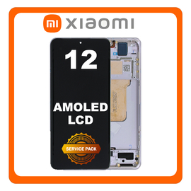 Γνήσια Original Xiaomi 12 5G (2201123G, 2201123C) / 12X 5G (2112123AC,2112123AG) / 12S 5G (2206123SC)​ AMOLED LCD Display Screen Assembly Οθόνη + Touch Screen Digitizer Μηχανισμός Αφής + Frame Bezel Πλαίσιο Σασί Purple Μωβ 56000500L300 (Service Pack By Xiaomi)