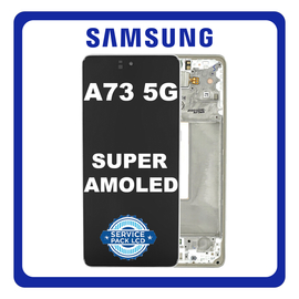 Γνήσια Original Samsung Galaxy A73 5G (SM-A736B, SM-A736B/DS) Super AMOLED LCD Display Screen Assembly Οθόνη + Touch Sreen Digitizer Μηχανισμός Αφής + Frame Bezel Πλαίσιο Σασί White Άσπρο GH82-28686B GH82-28884B​ (Service Pack By Samsung)