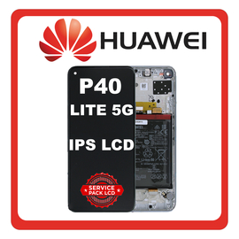 Γνήσια Original Huawei P40 lite 5G (CDY-NX9A) IPS LCD Display Screen Assembly Οθόνη + Touch Screen Digitizer Μηχανισμός Αφής + Frame Bezel Πλαίσιο Σασί + Battery Μπαταρία Space Silver Ασημί 02353SUQ (Service Pack By Huawei)
