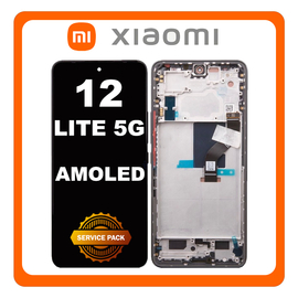 Γνήσια Original Xiaomi 12 Lite 5G, Xiaomi 12Lite 5G (2203129G) AMOLED LCD Display Screen Assembly Οθόνη + Touch Screen Digitizer Μηχανισμός Αφής + Frame Bezel Πλαίσιο Σασί Lite Pink Ροζ 56000400L900 (Service Pack By Xiaomi) (Service Pack By Xiaomi)