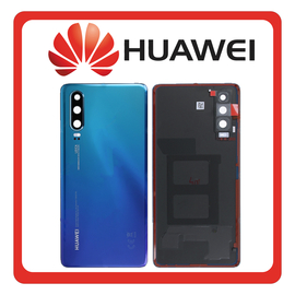 Γνήσια Original Huawei P30 (ELE-L29, ELE-L09) Rear Back Battery Cover Πίσω Κάλυμμα Καπάκι Πλάτη Μπαταρίας + Camera Lens Τζαμάκι Κάμερας Aurora Blue Μπλε 02352NMN/02352NMF (Service Pack By Huawei)