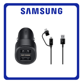 Γνήσια Original Samsung EP-L1100WBE 2A Type C + Micro USB Car Charger 15W Black Μαύρο (Blister Pack By Samsung)