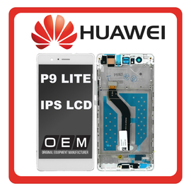 HQ OEM Συμβατό Για Huawei P9 Lite (VNS-L31, VNS-L21) IPS LCD Display Screen Assembly Οθόνη + Touch Screen Digitizer Μηχανισμός Αφής + Frame Bezel Πλαίσιο Σασί White Άσπρο Without Logo (Grade AAA+++)