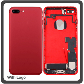 OEM HQ Apple Iphone 7 Plus Back Battery Cover- Housing Καπάκι Μπαταρίας- Σασί + Πλαινά πλήκτρα Side Keys + Θήκη Κάρτας Sim Holder Red