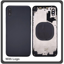 OEM HQ Apple Iphone X Back Battery Cover- Housing Καπάκι Μπαταρίας- Σασί + Πλαινά πλήκτρα Side Keys + Θήκη Κάρτας Sim Holder Black
