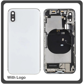 OEM HQ Apple Iphone X Back Battery Cover- Housing Καπάκι Μπαταρίας- Σασί + Πλαινά πλήκτρα Side Keys + Θήκη Κάρτας Sim Holder White
