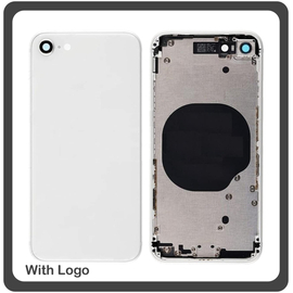OEM HQ Apple Iphone 8, 8g Back Battery Cover Middle Frame- Housing Καπάκι Μπαταρίας- Σασί + Πλαινά πλήκτρα Side Keys + Θήκη Κάρτας Sim Holder White Silver
