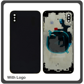 OEM HQ Apple Iphone XS Max, IphoneXS Max (A2101, A1921, A2104, A2102) Back Battery Cover- Housing Καπάκι Μπαταρίας- Σασί + Πλαινά πλήκτρα Side Keys + Θήκη Κάρτας Sim Holder Black (Grade AAA+++)