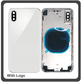 OEM HQ Apple Iphone XS Max, IphoneXS Max (A2101, A1921, A2104, A2102) Back Battery Cover- Housing Καπάκι Μπαταρίας- Σασί + Πλαινά πλήκτρα Side Keys + Θήκη Κάρτας Sim Holder White (Grade AAA+++)