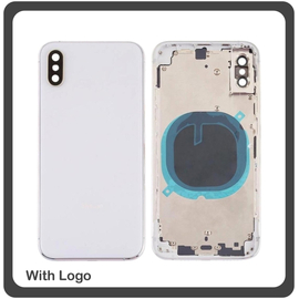 OEM HQ Apple Iphone XS, IphoneXS (A2097, A1920, A2100, A2098) Back Battery Cover- Housing Καπάκι Μπαταρίας- Σασί + Πλαινά πλήκτρα Side Keys + Θήκη Κάρτας Sim Holder White (Grade AAA+++)