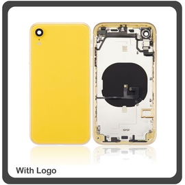 OEM HQ Apple Iphone XR iPhoneXR (A2105, A1984, A2107, A2108, A2106, iPhone11,8) Rear Back Battery Cover Housing Καπάκι Μπαταρίας Σασί + Πλαινά πλήκτρα Side Keys + Θήκη Κάρτας Sim Holder Yellow (Grade AAA+++)