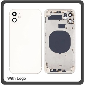 HQ OEM Apple Iphone 11, Iphone11 (A2221, A2111, A2223)​ BACK BATTERY COVER MIDDLE FRAME- HOUSING ΚΑΠΑΚΙ ΜΠΑΤΑΡΙΑΣ- ΣΑΣΙ + ΠΛΑΙΝΑ ΠΛΗΚΤΡΑ SIDE KEYS + ΘΗΚΗ ΚΑΡΤΑΣ SIM HOLDER WHITE (Grade AAA+++)