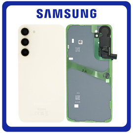 Γνήσια Original Samsung Galaxy S23+ 5G (SM-S916B, SM-S916B/DS) Rear Back Battery Cover Πίσω Κάλυμμα Καπάκι Πλάτη Μπαταρίας + Camera Lens Τζαμάκι Κάμερας Cream GH82-30388A (Service Pack By Samsung)