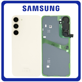 Γνήσια Original Samsung Galaxy S23 (SM-S911B, SM-S911B/DS) Rear Back Battery Cover Πίσω Κάλυμμα Καπάκι Πλάτη Μπαταρίας + Camera Lens Τζαμάκι Κάμερας Cream GH82-30393B​ (Service Pack By Samsung)