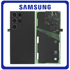Γνήσια Original Samsung Galaxy S23 Ultra 5G (SM-S918B, SM-S918B/DS) Rear Back Battery Cover Πίσω Κάλυμμα Καπάκι Πλάτη Μπαταρίας + Camera Lens Τζαμάκι Κάμερας Phantom Black Μαύρο GH82-30400A (Service Pack By Samsung)