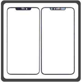 HQ OEM Συμβατό Για Apple iPhone 11 Pro Max (A2218, A2161, A2220, iPhone12.5) Aftermarket Front Glass For Refurbished Μπροστινό Τζαμάκι Για Ανακατασκευή + Frame Πλαίσιο Black Μαύρο (Grade AAA+++)