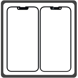 HQ OEM Apple iPhone 13 Pro Max (A2643, A2484, A2641, A2644, A2645) Aftermarket Front Glass For Refurbished Μπροστινό Τζαμάκι Για Ανακατασκευή + Frame Πλαίσιο Black Μαύρο (Grade AAA+++)