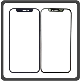 HQ OEM Συμβατό Για Apple iPhone 12 (A2403, A2172) iPhone 12 Pro (A2407, A2341) Aftermarket Front Glass For Refurbished Μπροστινό Τζαμάκι Για Ανακατασκευή + Frame Πλαίσιο Black Μαύρο (Grade AAA+++)
