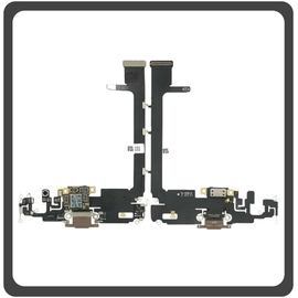 HQ OEM Συμβατό Για Apple iPhone 11 Pro Max (A2218, A2161, A2220, iPhone12.5) Charging Dock Connector Lightning Flex Καλωδιοταινία Κονέκτορας Φόρτισης + Microphone Μικρόφωνο Matte Gold Χρυσό (Premium A+)