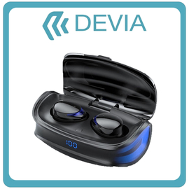 Devia Joy A9 In-ear Bluetooth Handsfree Ακουστικά με Θήκη Φόρτισης Black Μαύρα