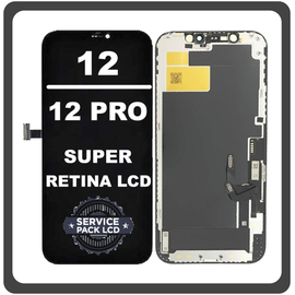 Γνήσια Original Apple iPhone 12 (A2403, A2172) iPhone 12 Pro (A2407, A2341) Super Retina XDR OLED LCD Display Screen Assembly Οθόνη + Touch Screen Digitizer Μηχανισμός Αφής Black Μαύρο CH661-20138 (Service Pack)