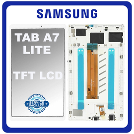 Γνήσια Original Samsung Galaxy Tab A7 Lite Wifi (SM-T220), TFT LCD Display Screen Assembly Οθόνη + Touch Screen Digitizer Μηχανισμός Αφής + Frame Bezel Πλαίσιο Σασί White Άσπρο GH81-20639A​ (Service Pack By Samsung)