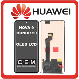 HQ OEM Συμβατό Για Huawei Nova 9, Nova9 (NAM-AL00, NAM-LX9), Honor 50 (NTH-AN00, NTH-NX9) OLED LCD Display Screen Assembly Οθόνη + Touch Screen Digitizer Μηχανισμός Αφής Black Μαύρο (Grade AAA+++)