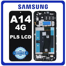 Γνήσια Original Samsung Galaxy A14 4G, Galaxy A 14 (SM-A145P, SM-A145R) PLS LCD Display Screen Assembly Οθόνη + Touch Screen Digitizer Μηχανισμός Αφής + Frame Bezel Πλαίσιο Σασί Black Μαύρο GH81-23541A GH81-23540A (Service Pack By Samsung)