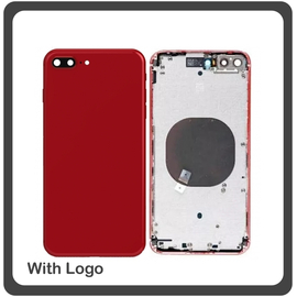 HQ OEM Συμβατό Για Apple Iphone 8+ iPhone 8 Plus (A1864, A1897, A1898, , A1899, iPhone10,2, iPhone10,5) Rear Back Battery Cover Middle Frame- Housing Πίσω Κάλυμμα Καπάκι Πλάτη Μπαταρίας - Σασί + Side Keys Πλαινά πλήκτρα  + Sim Tray Θήκη Κάρτας Red Κόκκινο (Grade AAA+++)