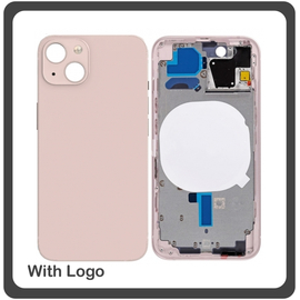 HQ OEM Συμβατό Για Apple iPhone 13, iPhone13 (A2633, A2482) EU Version Rear Back Battery Cover Middle Frame- Housing Πίσω Κάλυμμα Καπάκι Πλάτη Μπαταρίας - Σασί + Side Keys Πλαινά πλήκτρα  + Sim Tray Θήκη Κάρτας Midnight Pink Ροζ (Grade AAA+++)
