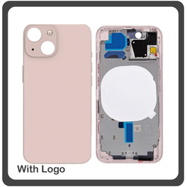HQ OEM Συμβατό Για Apple iPhone 13 Mini, iPhone13 Mini (A2628, A2481) EU Version Rear Back Battery Cover Middle Frame- Housing Πίσω Κάλυμμα Καπάκι Πλάτη Μπαταρίας - Σασί + Side Keys Πλαινά πλήκτρα  + Sim Tray Θήκη Κάρτας Pink Ροζ (Grade AAA+++)